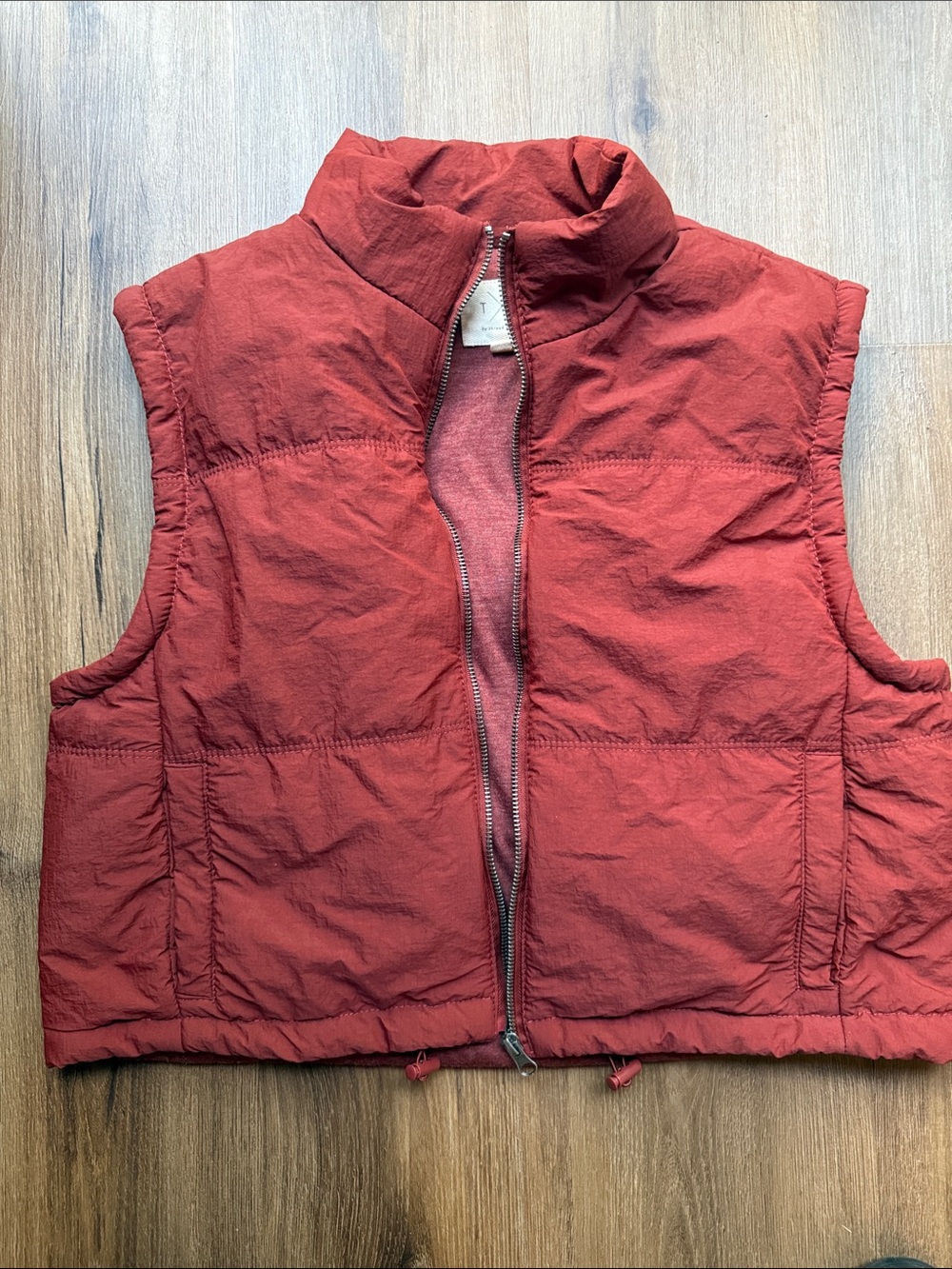 Thread & Supply Brick Red Quilted Puffer Vest - Sleeveless Zip Front